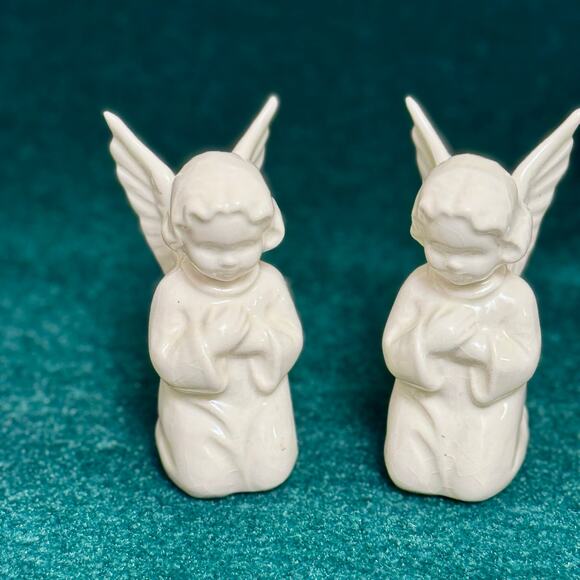 Goebel Vintage set of 2 Angel Figurines 2.5" Tall White - Picture 5 of 10